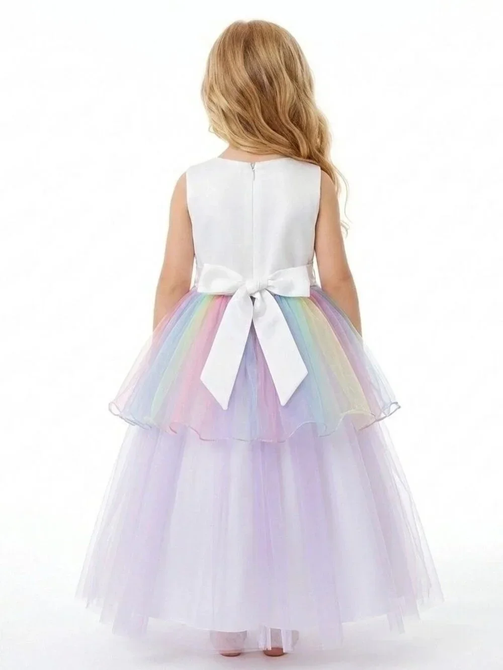 Girls Unicorn Princess Dress Pastel Rainbow Tulle Birthday Party Outfit (Size 5)
